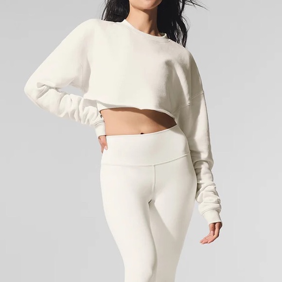 Alo Yoga Extreme Cropped Pullover Ivory Size Small - Picture 1 of 8